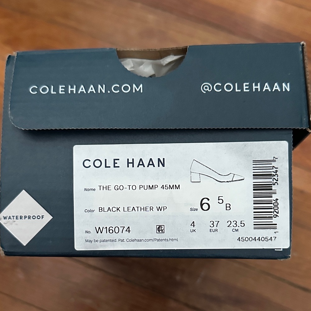 Cole Haan Black “The Go-To Pump” 45MM Black Leather Waterproof  NWT